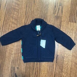 NWT GYMBOREE BABY BOY Navy Blue and green Knit Cardigan SZ 3-6months